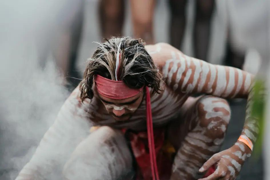 Indigenous Australian cultural ceremony showing traditional practices and spiritual connections
