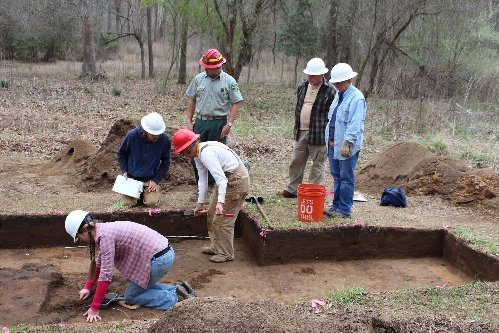 Archaeological grid system showing field techniques and tools used in excavation