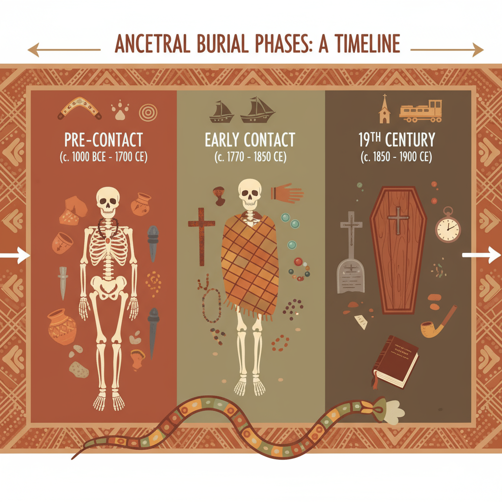 Archaeological timeline showing chronological sequence and dating evidence