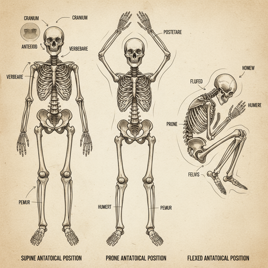 Burial analysis diagram showing burial position details and associated artifacts